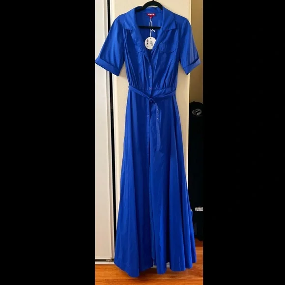 🆕 STAUD Blue Lapis Staud Millie Maxi Long Dress 6 - Picture 4 of 9
